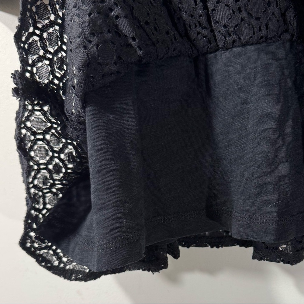 LOGO Lori Goldstein Black Cotton Slub Tunic with Ruffle Lace A652874 - Picture 9 of 12